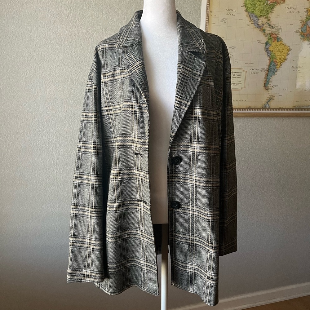 Avec Les Filles Black and Tan Plaid Jacket
